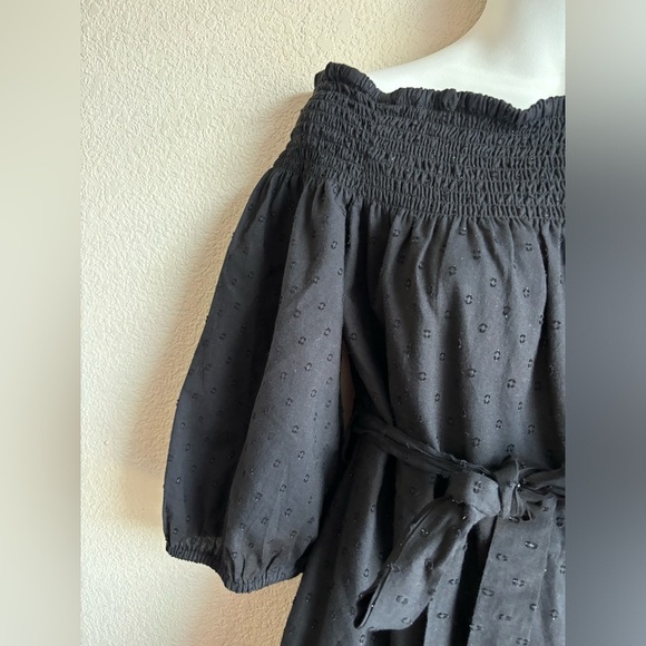 Revolve Tularosa Maida Black Ruffle Off the Shoulder Tie Waist Mini Dres… - Picture 4 of 8